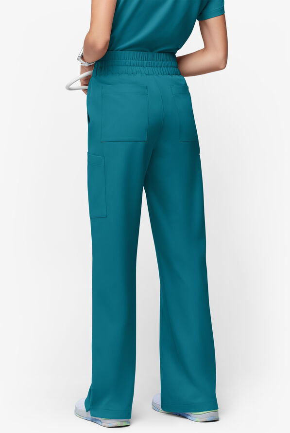 ReSurge Crystal Women's 7-Pocket High Waisted Wide Leg Pant - Tall - Caribbean Blue - 4