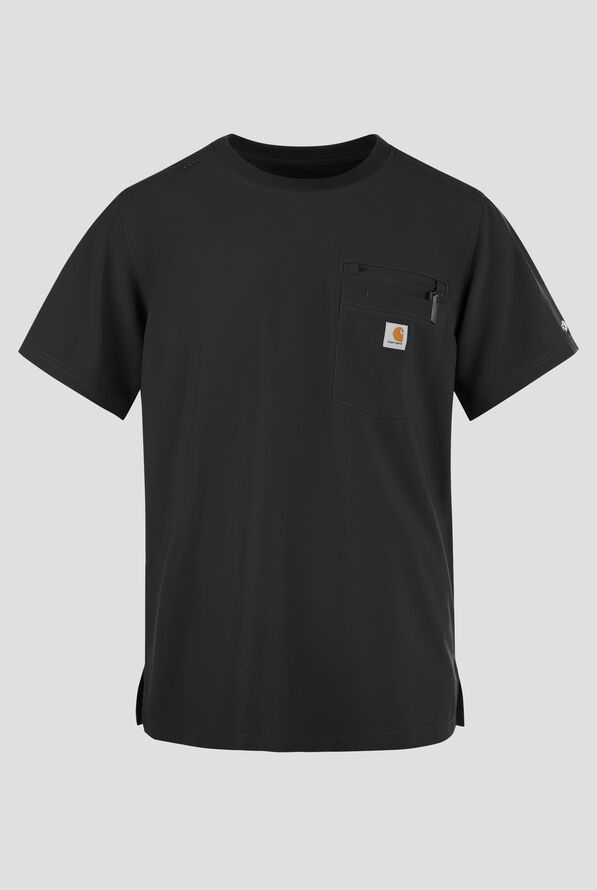 Carhartt Cross-Flex Men's 2-Pocket STRETCH Crew Neck Scrub Top - Black - 1