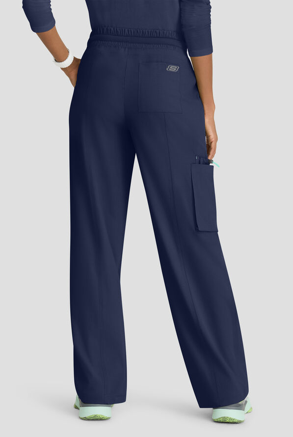 Skechers by Barco Ripstop Scout Women's 5-Pocket STRETCH Cargo Wide Leg Scrub Pants - Navy - 3