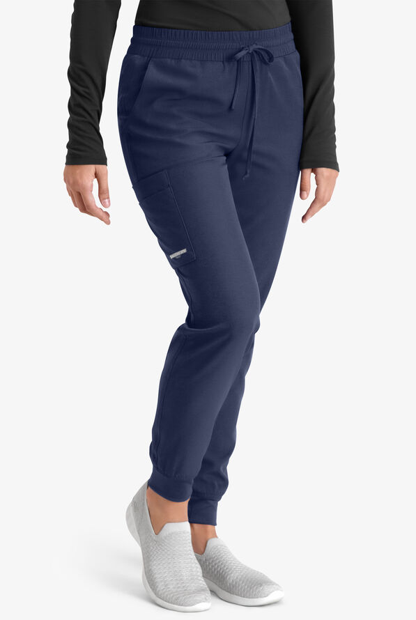 Skechers by Barco Theory Women's 4-Pocket STRETCH Cargo Jogger Scrub Pants - Navy - 1