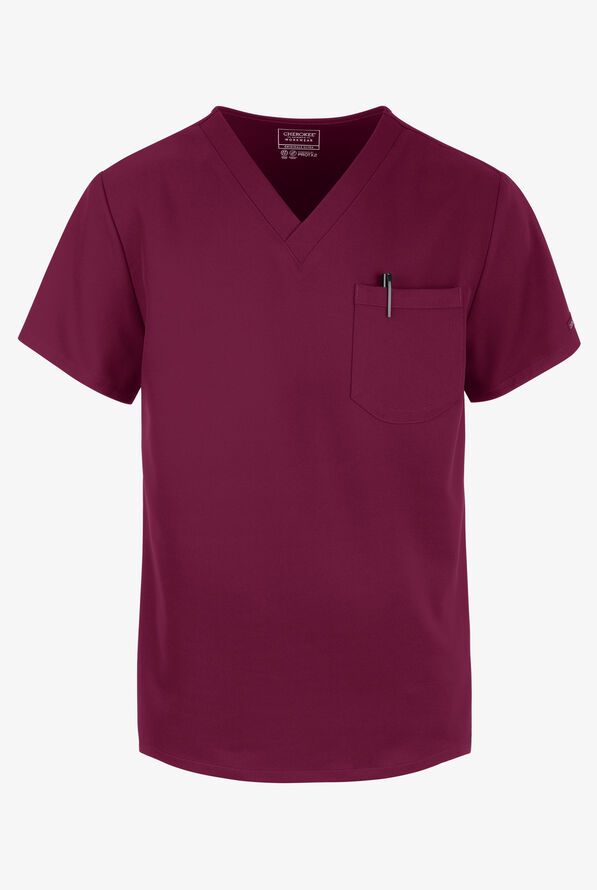 Cherokee Workwear Originals Ultra Unisex 1-Pocket V-Neck Scrub Top - Wine - 1