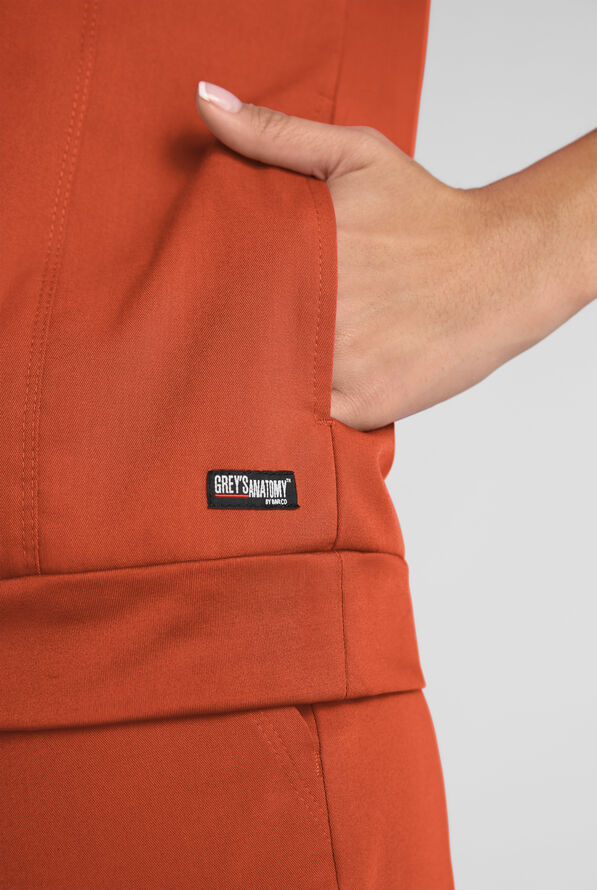 Blusa m&eacute;dica Grey's Anatomy by Barco Emerge Rowen STRETCH con cremallera y 2 bolsillos para mujer - Warm Sienna - 3