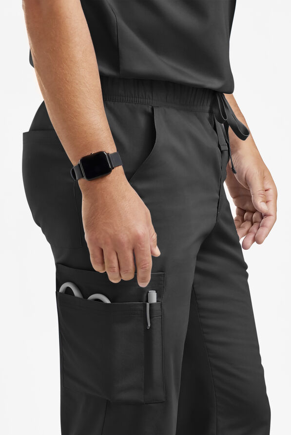 Butter-Soft Originals Men's 9-Pocket Straight Leg Cargo Scrub Pants - Black - 2