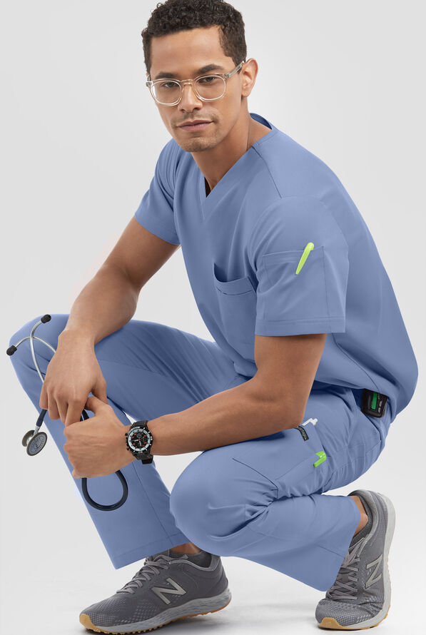 Advantage STRETCH Men's 8-Pocket Cargo Scrub Pants - Ceil Blue - 3