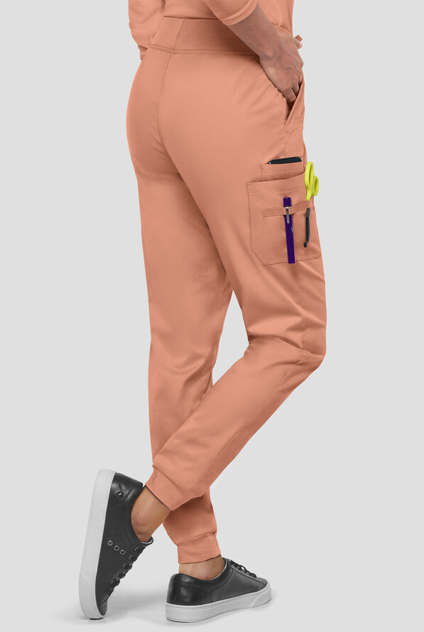 Butter-Soft STRETCH Women's 5-Pocket Cargo Jogger Scrub Pants - Terracotta - 4