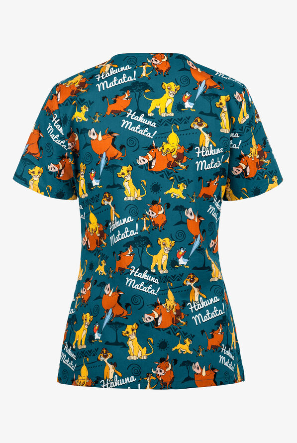 Cherokee Tooniforms No Worries Disney V-Neck Print Scrub Top - null - 2