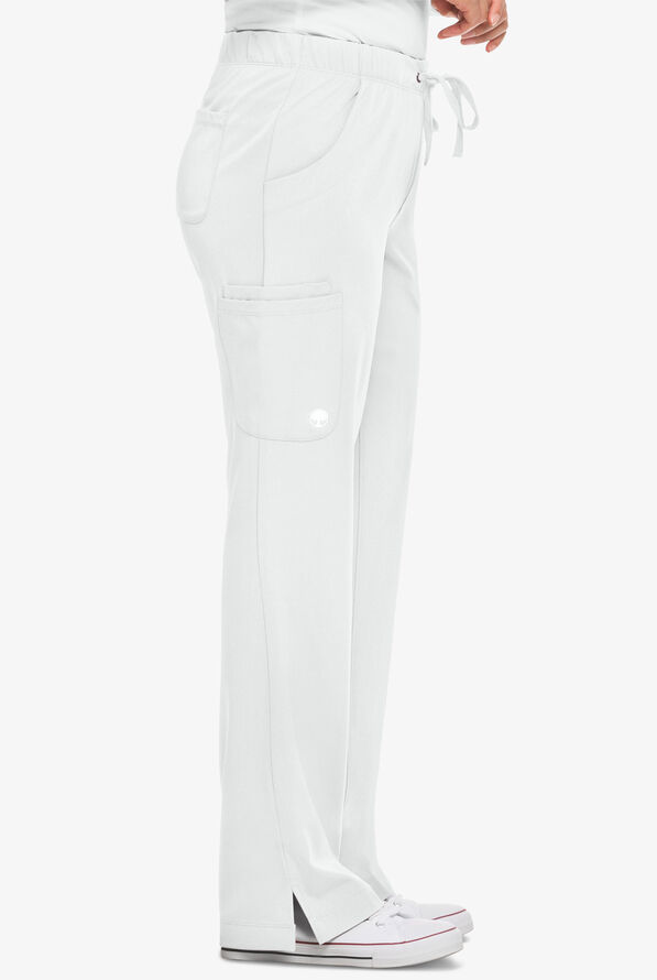 HH Works by Healing Hands Rebecca Women's 6-Pocket STRETCH Drawstring Waist Cargo Scrub Pants - White - 3