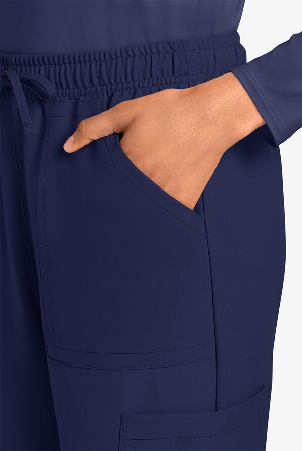 Cherokee Workwear Originals Ultra Women's 4-Pocket Drawstring Cargo Scrub Pants - Navy - 2