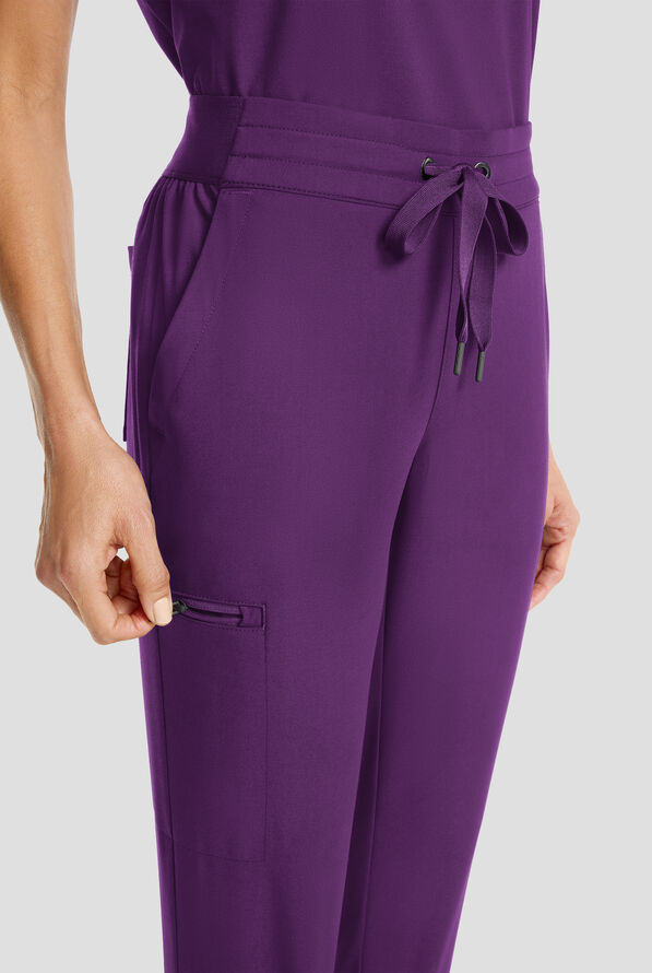Healing Hands Quest Women's 5-Pocket STRETCH Drawstring Jogger Scrub Pant - Eggplant - 3