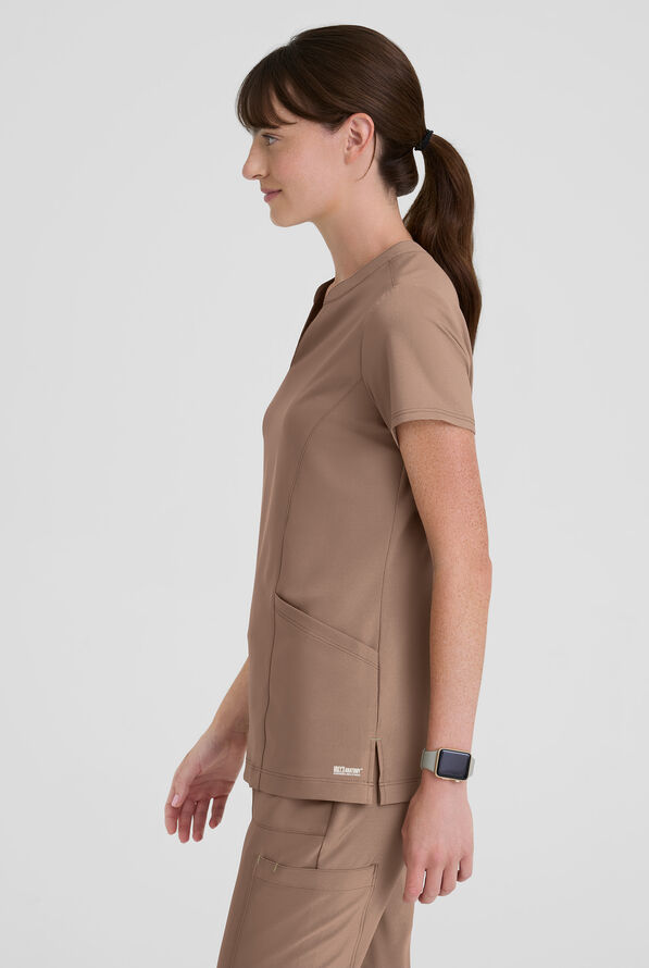 Blusa m&eacute;dica Grey's Anatomy by Barco Evolve STRETCH Sky con cuello con muesca y 2 bolsillos para mujer - Driftwood - 2