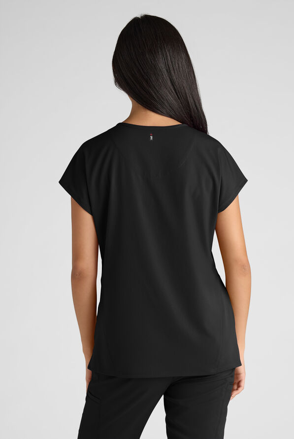 Grey's Anatomy by Barco Emerge Brylyn Women's 2-Pocket STRETCH Dolman Sleeve V-Neck Scrub Top - Black - 2