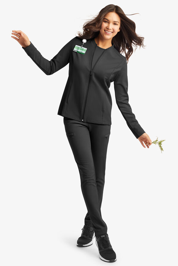 Chaqueta médica manga larga ReSurge Quartz con 6 bolsillos y cremallera para mujer - Black - 1