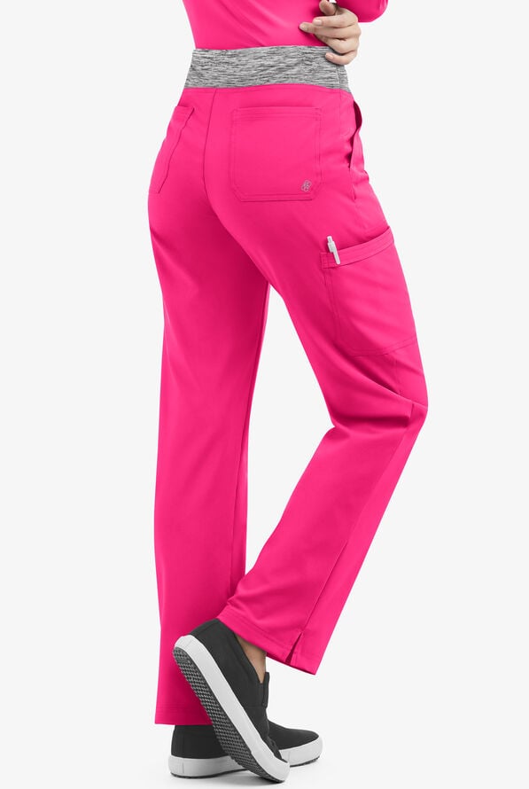 Easy STRETCH Sienna Women's 5-Pocket Sport Yoga Scrub Pants - Reactive Pink / Silver Melange - 2