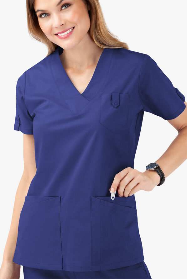 Butter-Soft STRETCH Women's 6-Pocket V-Neck Scrub Top - Galaxy - 5