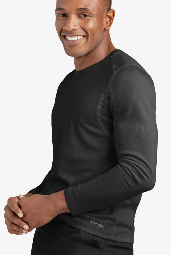 Advantage STRETCH Men's Long Sleeve Crew Neck Underscrub - Black - 4