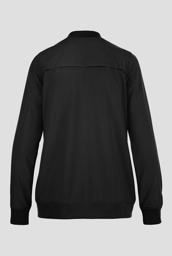 Carhartt Force Cross-Flex Rugged Flex Women's 6-Pocket Rib Trim Lightweight Zip Bomber Scrub Jacket - Black - 2