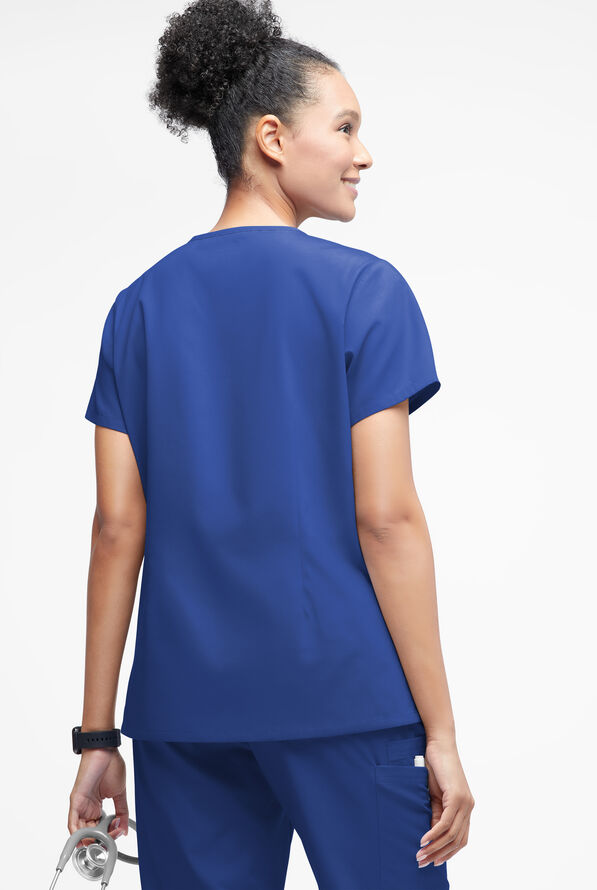Blusa m&eacute;dica Butter-Soft Originals con cuello entrecruzado y 3 bolsillos para mujer - Galaxy - 3