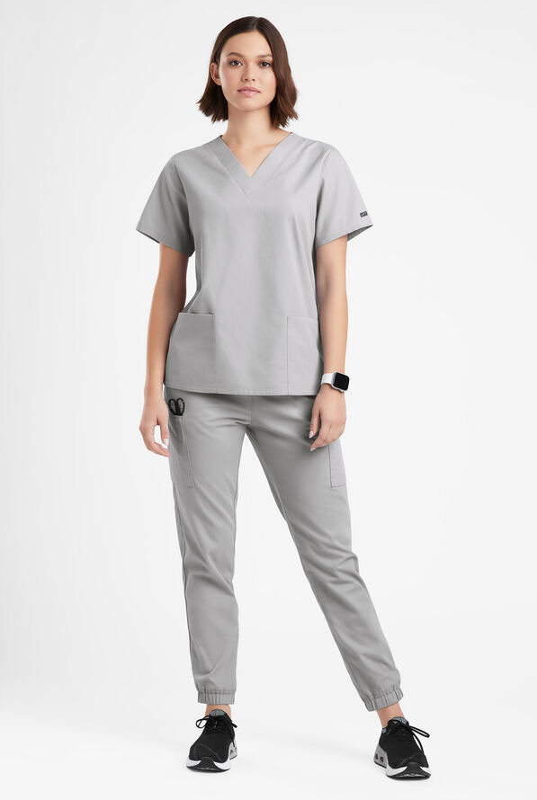 Butter-Soft Originals Women's 2-Pocket V-Neck Scrub Top - Silver - 2