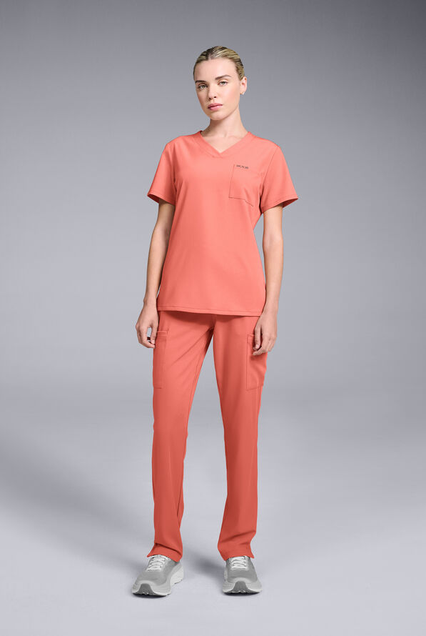 Pantal&oacute;n m&eacute;dico Hypothesis Base estilo cargo con piernas rectas y 7 bolsillos para mujer - Thermal Coral - 6