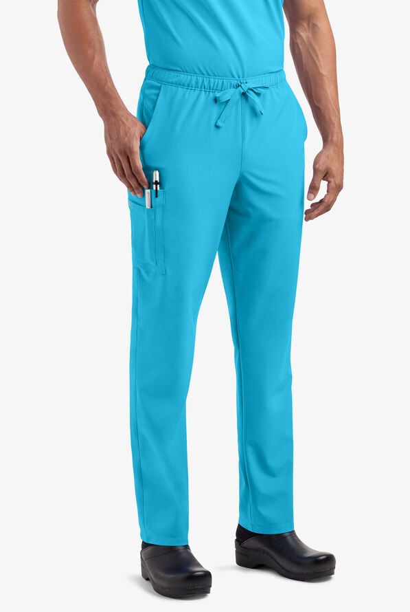 Easy STRETCH Morgan Unisex 5-Pocket Drawstring Scrub Pants - Turquoise - 2