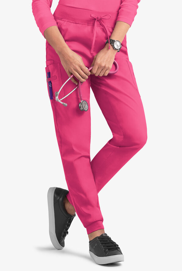 Pantalón médico UA Butter-Soft STRETCH estilo cargo jogger con 4 bolsillos para mujer - Fuchsia - 1