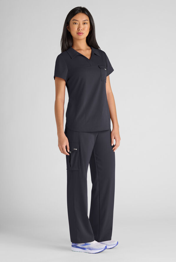 Pantalón médico Grey's Anatomy by Barco Emerge Teagan STRETCH de tiro alto con piernas anchas y 6 bolsillos para mujer - Steel Gray - 2