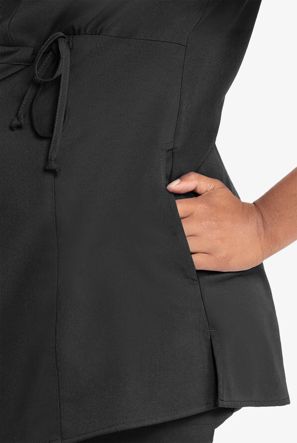 Grey's Anatomy by Barco Women's 2-Pocket Maternity Mock Wrap Scrub Top - Black - 3