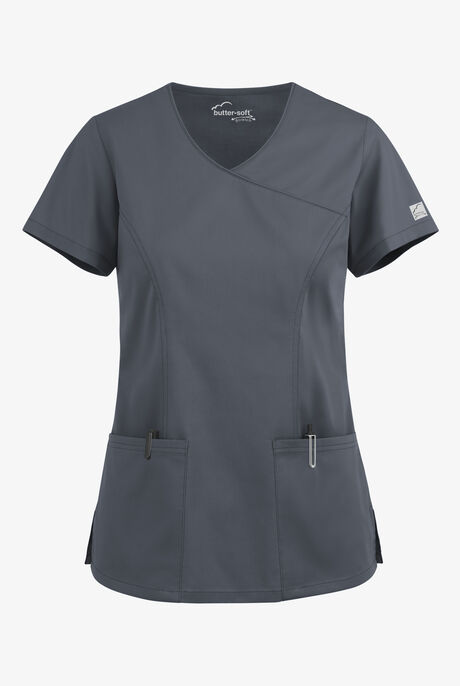 Butter-Soft STRETCH Women's 3-Pocket V-Neck Mock Wrap Scrub Top