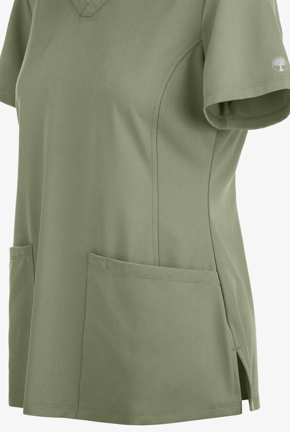 HH Works by Healing Hands Monica Women's 4-Pocket STRETCH V-Neck Scrub Top - Olive - 4