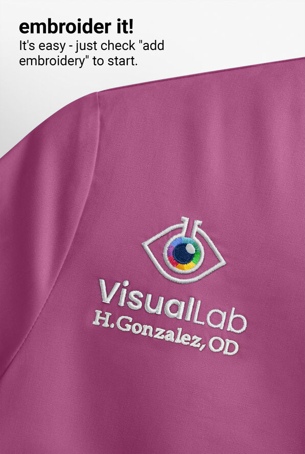 Blusa médica MOVEMENT by Butter-Soft Capella estilo cruzado con 5 bolsillos para mujer - Cassis Oasis - 7