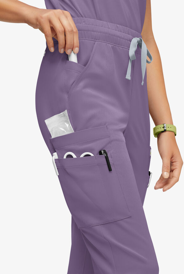 ReSurge Topaz Women's 11-Pocket Drawstring Scrub Pants - Purple Dusk - 3