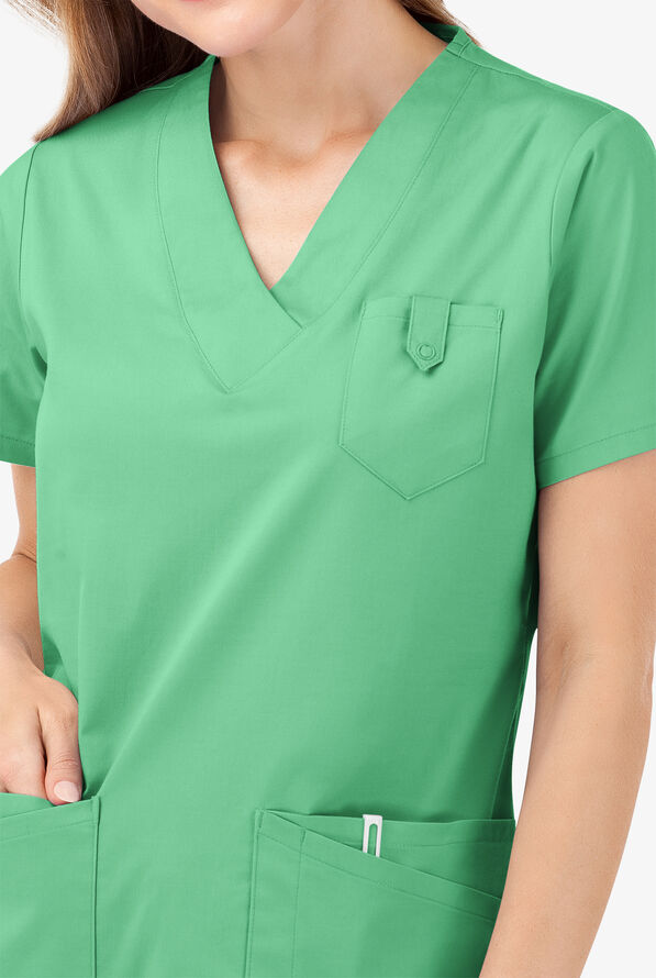Butter-Soft STRETCH Women's 6-Pocket V-Neck Scrub Top - Green Jade - 3