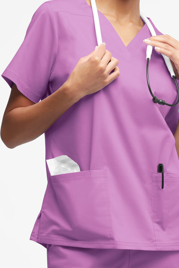 Butter-Soft STRETCH Women's 4-Pocket V-Neck Scrub Top - Orchid - 2