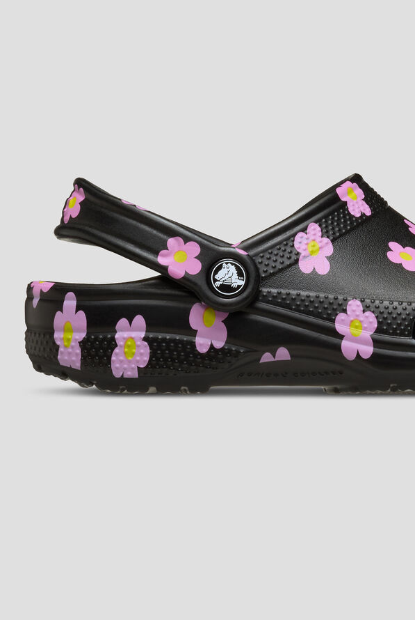 Crocs&trade; Women's Black / Pink Flower Classic Clog - null - 4