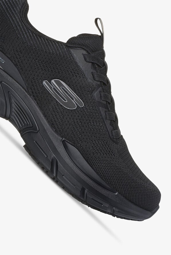 Skechers Work Men's SKECH-AIR VENTURA SR Black Bungee Athletic Slip On Shoes - Black - 3