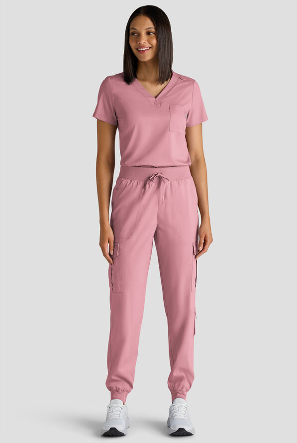 Butter-Soft STRETCH FLXTEK+ Women's 8-Pocket Cargo Jogger Scrub Pant - Tall - Cosmo Pink - 6