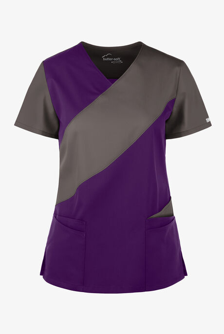 Butter-Soft STRETCH Women's 5-Pocket Asymmetric Scrub Top