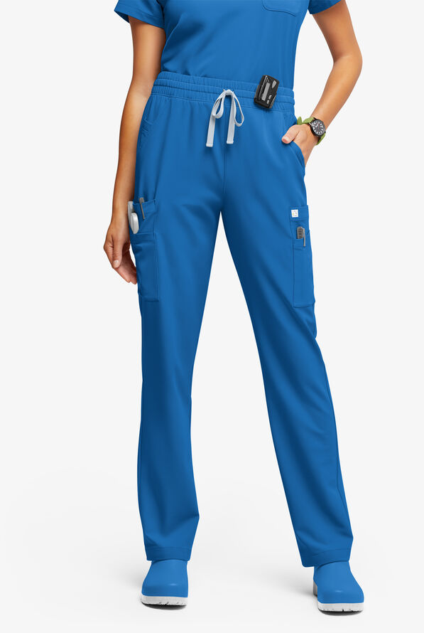ReSurge Topaz Women's 11-Pocket Drawstring Scrub Pants - Royal - 1
