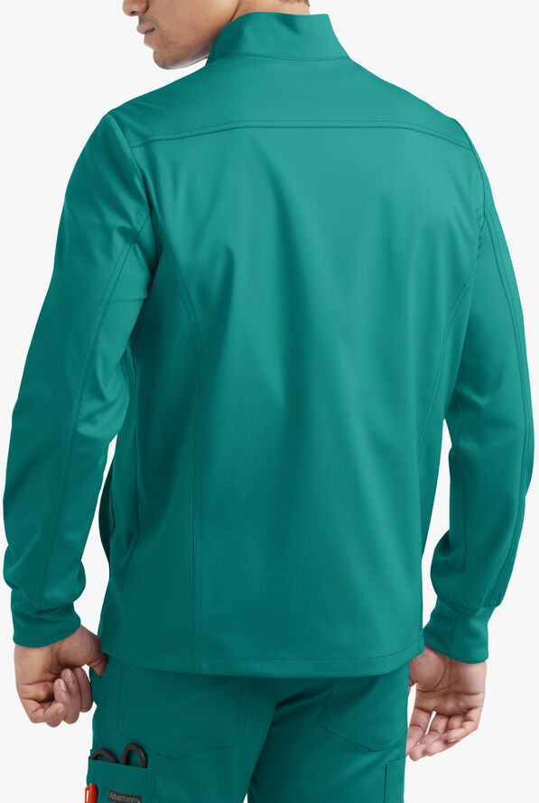 Advantage STRETCH Men's 4-Pocket Zip Front Warm-Up Scrub Jacket - Teal - 2