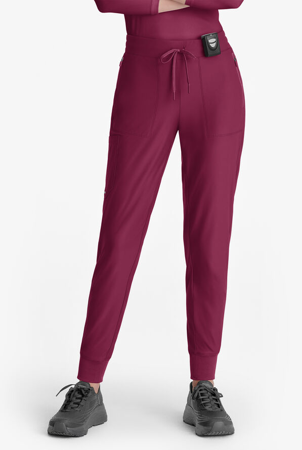 Skechers by Barco Slip-ins Pace Women's 5-Pocket STRETCH Cargo Jogger Scrub Pants - Wine - 1