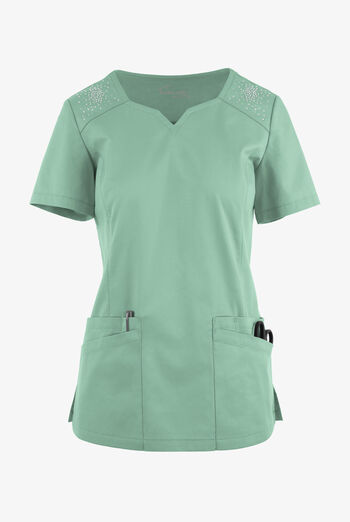 Butter-Soft STRETCH Women's 6-Pocket Crystal Bling Scrub Top