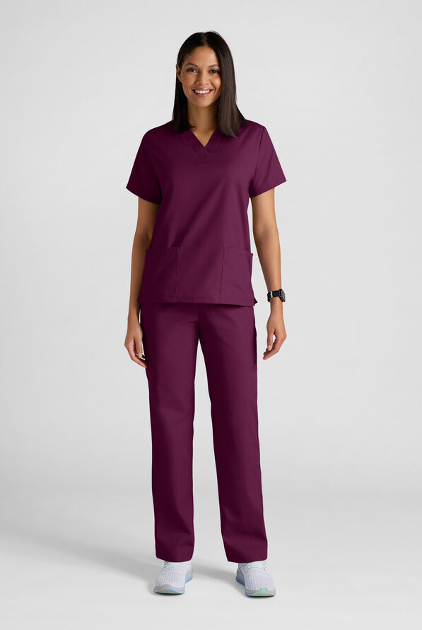 Strictly Scrubs Women's 4-Pocket Scrub Set - Wine - 2
