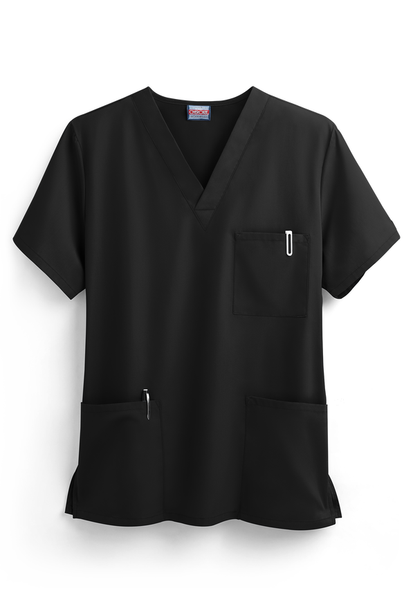 Blusa m&eacute;dica unisex Cherokee Workwear con 3 bolsillos y cuello en V - Black - 1