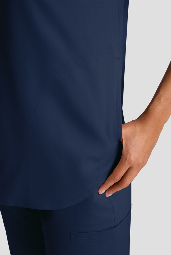 Butter-Soft STRETCH FLXTEK+ Women's 2-Pocket Oversized Henley Scrub Top - Navy - 5
