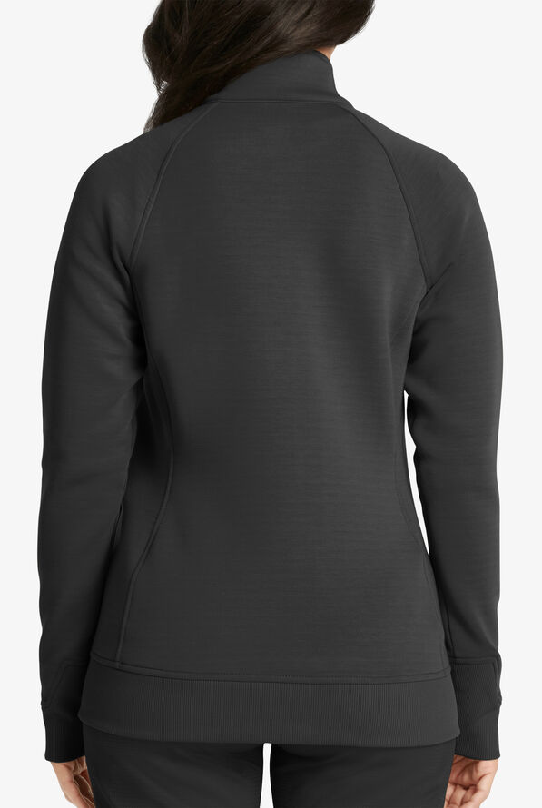 Healing Hands Purple Label Karma Women's 5-Pocket STRETCH Zip Front Scrub Jacket - Black - 4