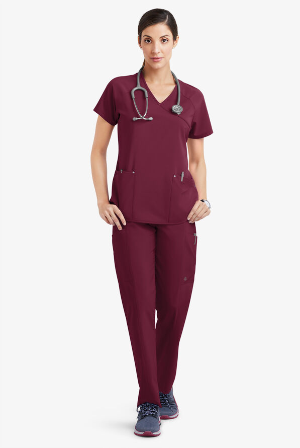 Blusa médica Easy STRETCH Cara con mangas raglán - Wine - 2