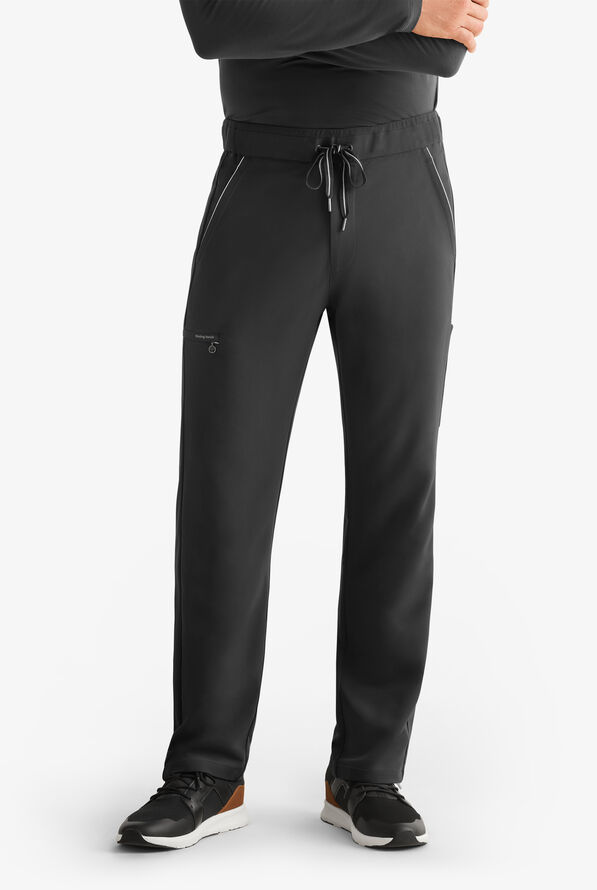 360 by Healing Hands Nash Men's 5-Pocket STRETCH Tapered Leg Drawstring Scrub Pants - Black - 1