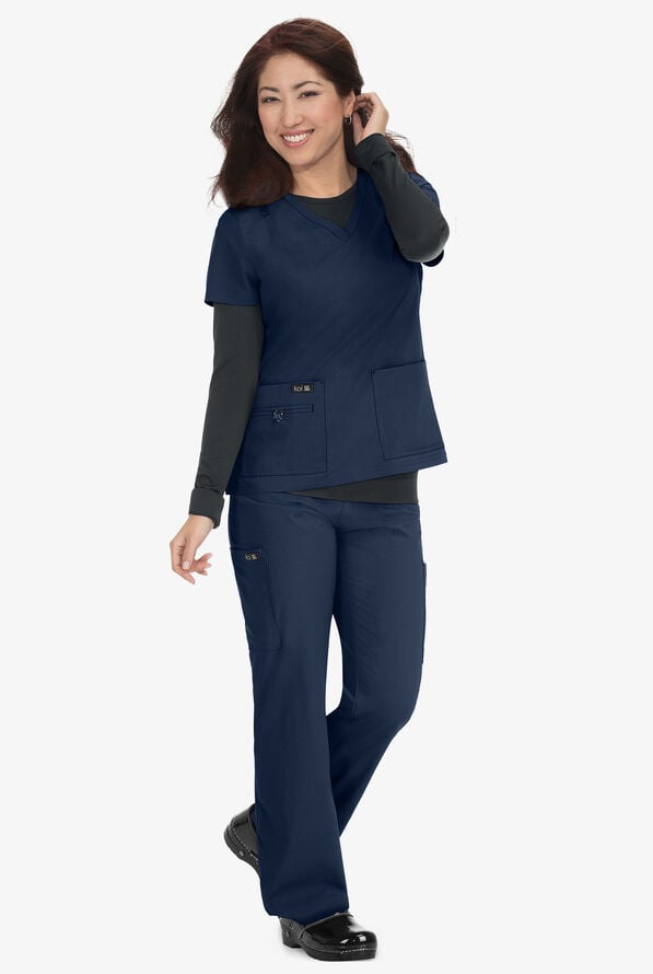 Blusa m&eacute;dica koi Basics Becca con cuello en V y 4 bolsillos para mujer - Navy - 2