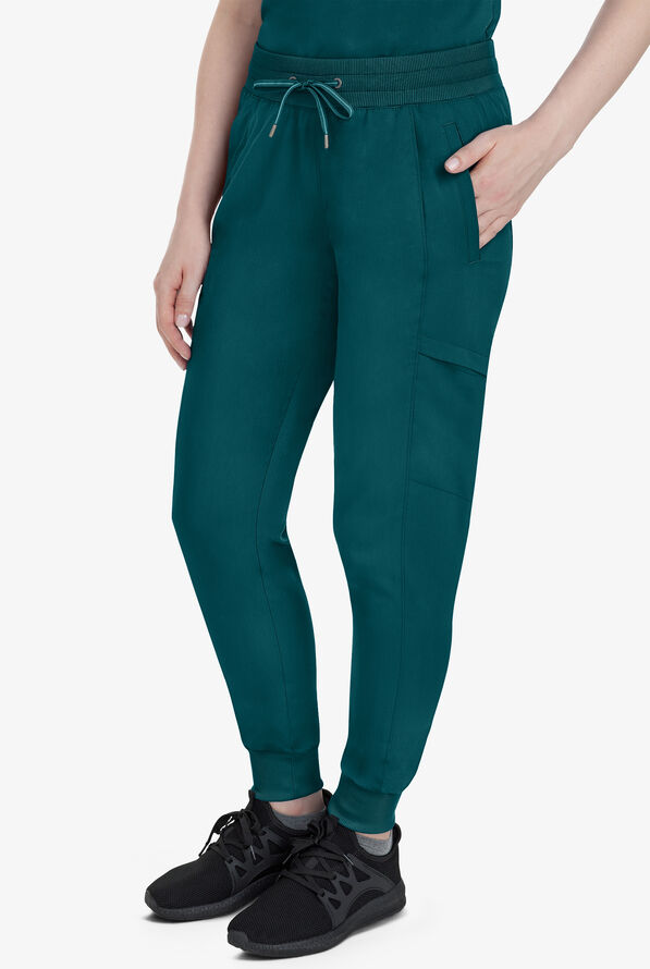 Healing Hands Purple Label Toby Women's 7-Pocket STRETCH Jogger Drawstring Scrub Pant - Caribbean Blue - 1