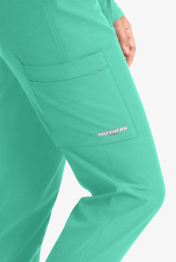 Skechers by Barco Theory Women's 4-Pocket STRETCH Cargo Jogger Scrub Pants - Light Jade - 2